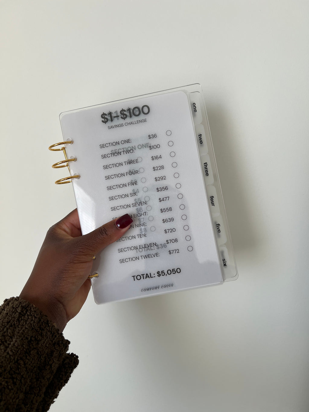 A5 Handmade $1-$100 Acrylic Binder Bundle w/ Tabbed Envelopes