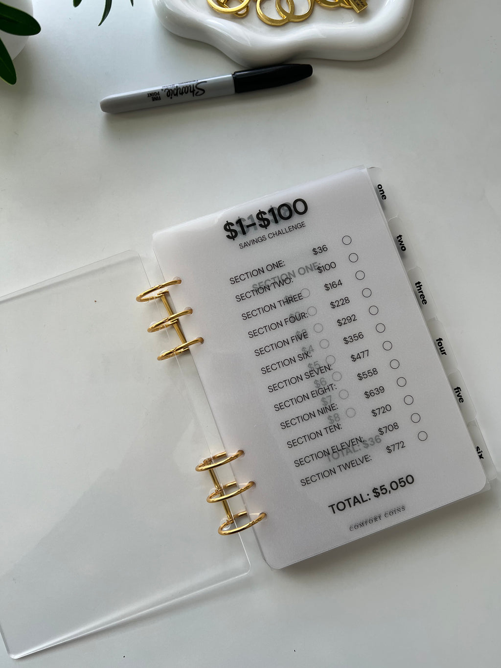A5 Handmade $1-$100 Acrylic Binder Bundle w/ Tabbed Envelopes