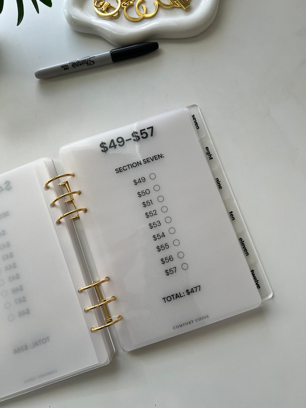 A5 Handmade $1-$100 Acrylic Binder Bundle w/ Tabbed Envelopes