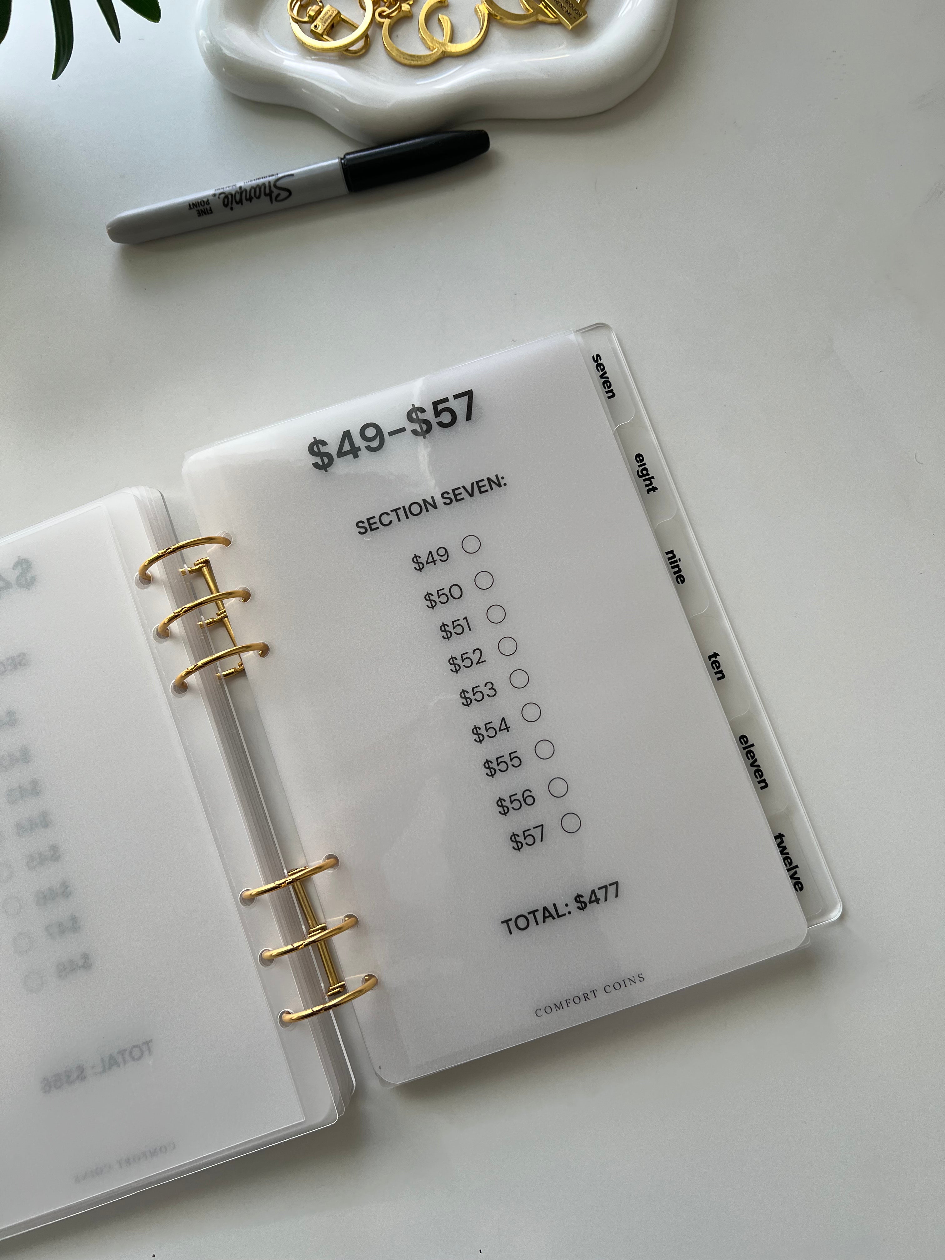 A5 Handmade $1-$100 Acrylic Binder Bundle w/ Tabbed Envelopes