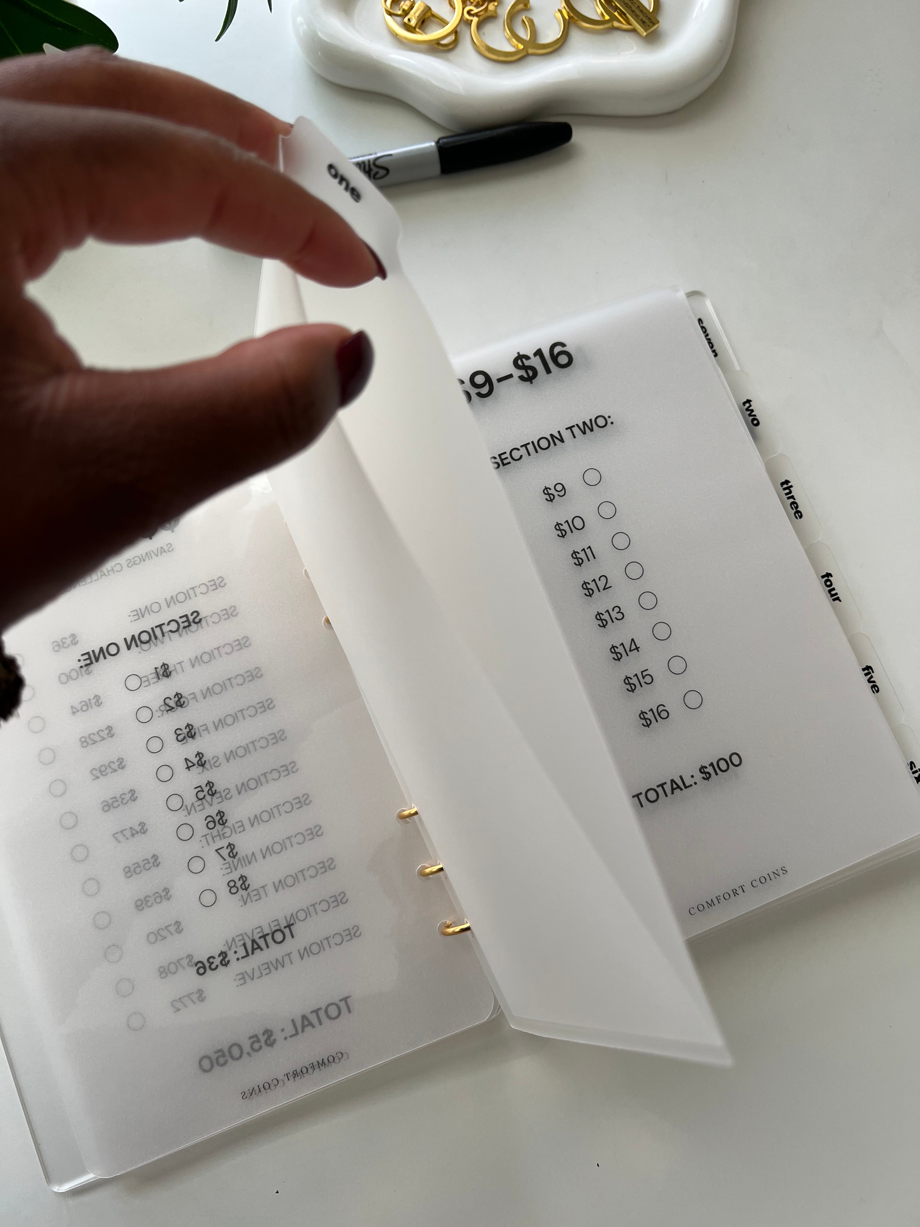 A5 Handmade $1-$100 Acrylic Binder Bundle w/ Tabbed Envelopes