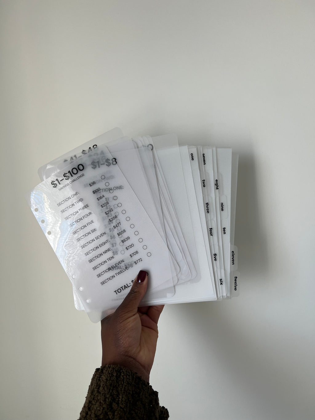 A5 Handmade $1-$100 Acrylic Binder Bundle w/ Tabbed Envelopes