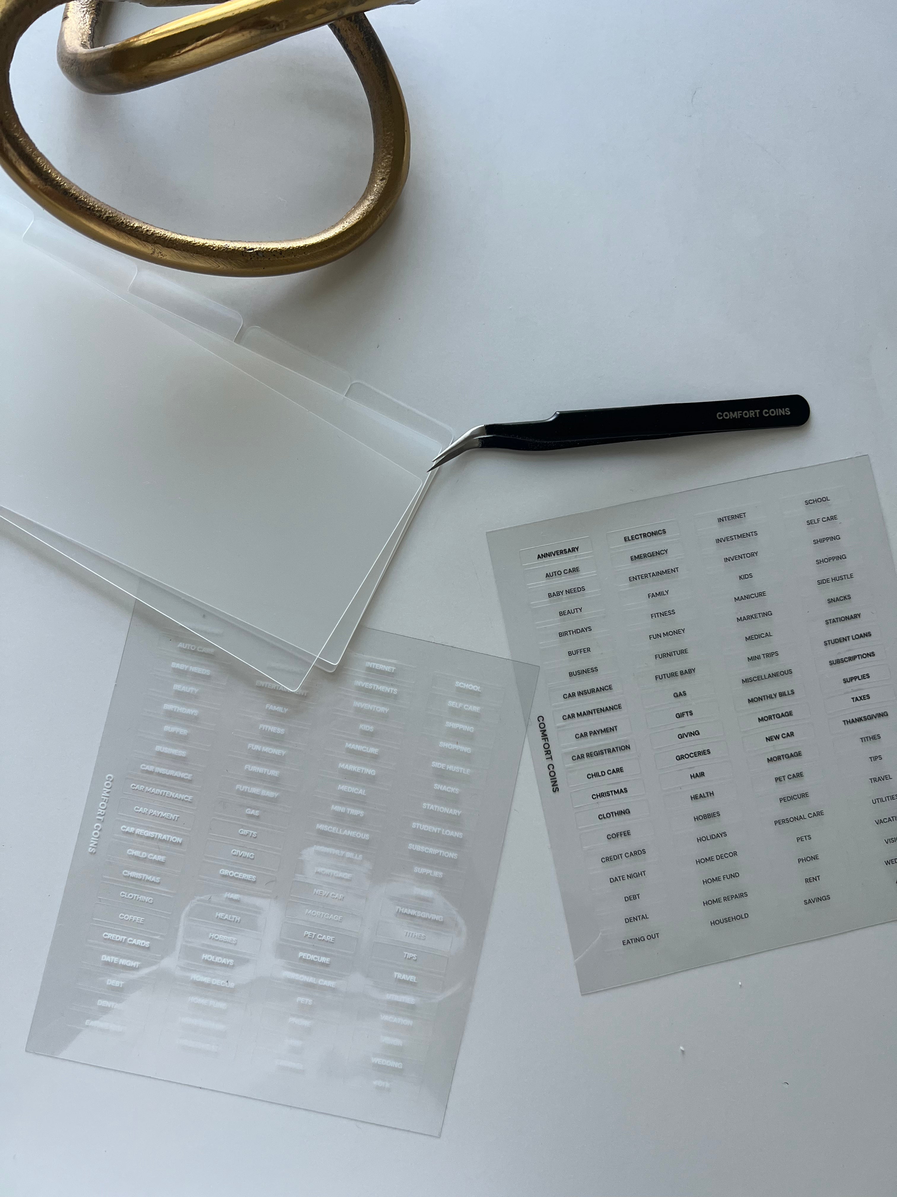 80 pcs Clear Divider Labels + CC Tweezers