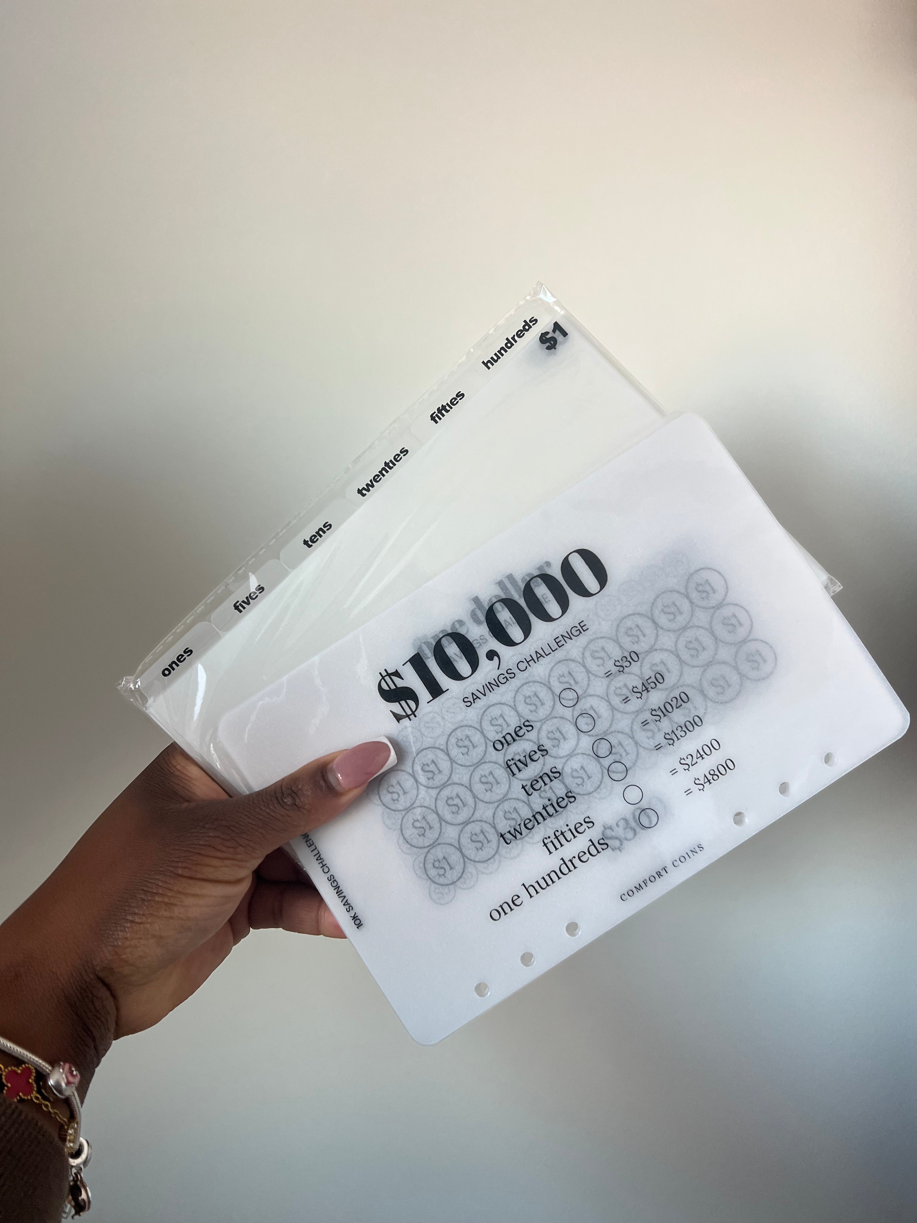 A5 Handmade $10K Acrylic Dollars Challenge Bundle w/ Tabbed Envelopes