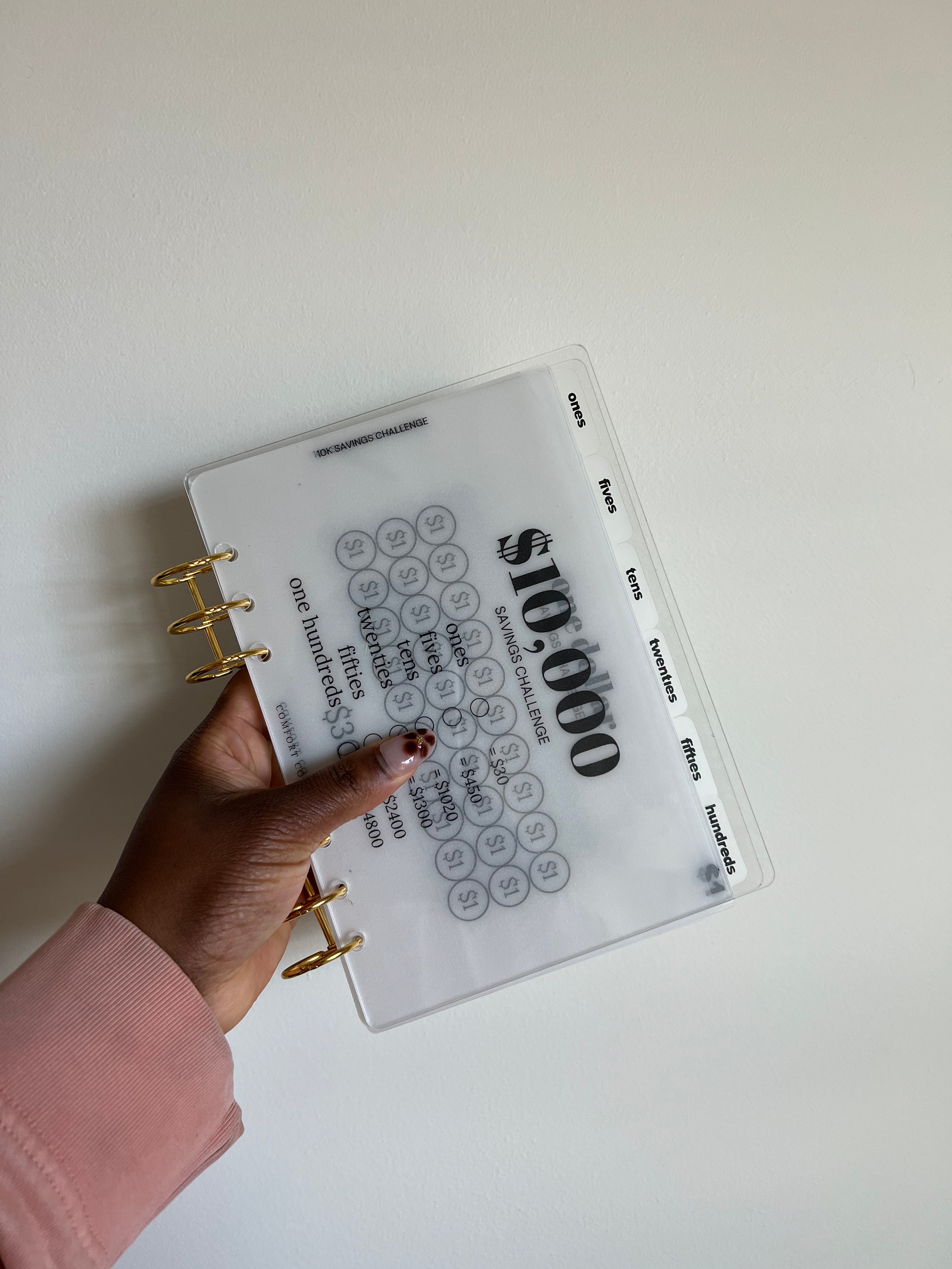 A5 Handmade $10K Acrylic Dollars Challenge Bundle w/ Tabbed Envelopes