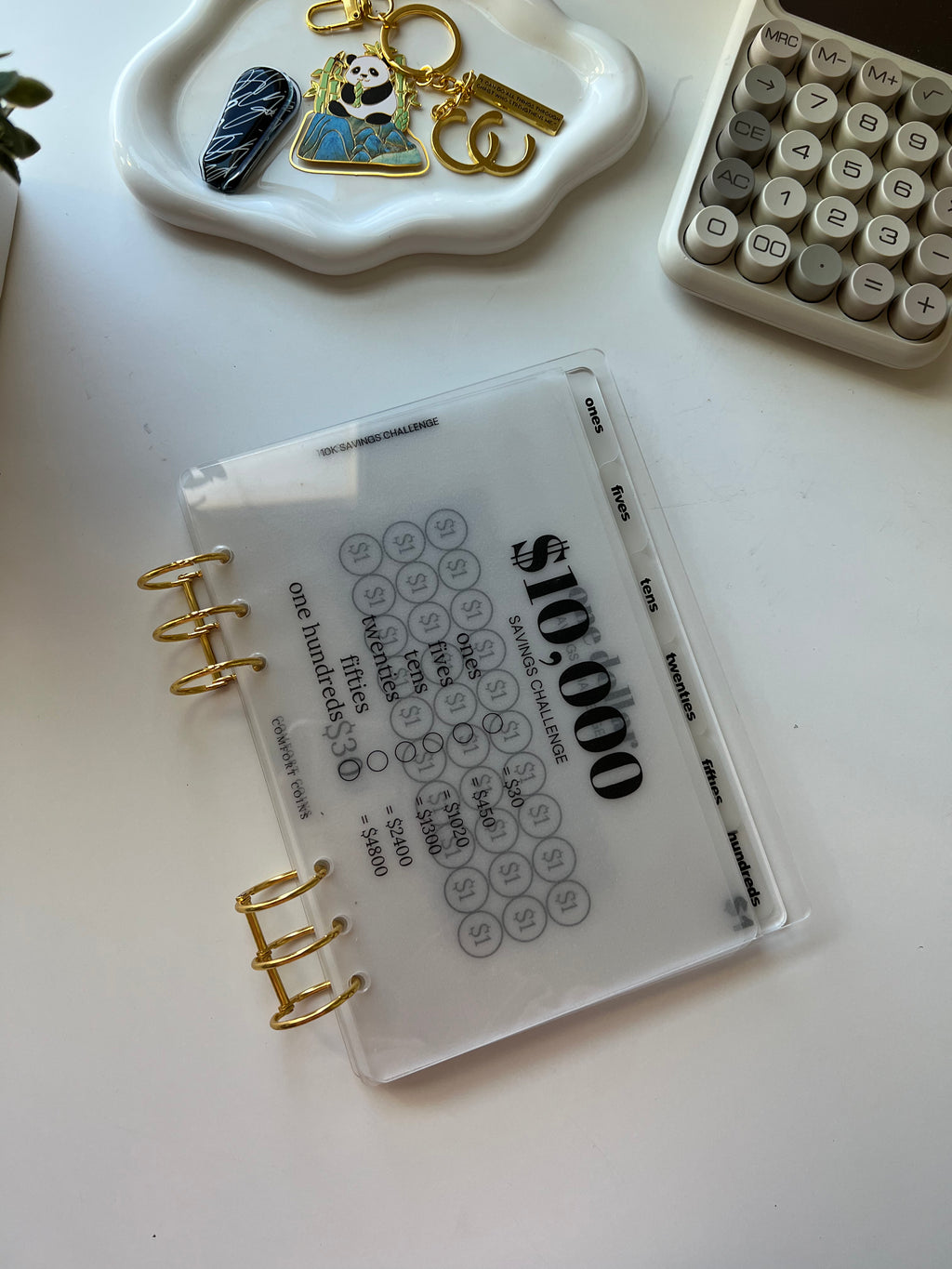 A5 Handmade $10K Acrylic Dollars Challenge Bundle w/ Tabbed Envelopes