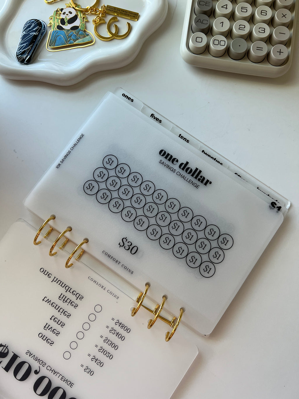 A5 Handmade $10K Acrylic Dollars Challenge Bundle w/ Tabbed Envelopes