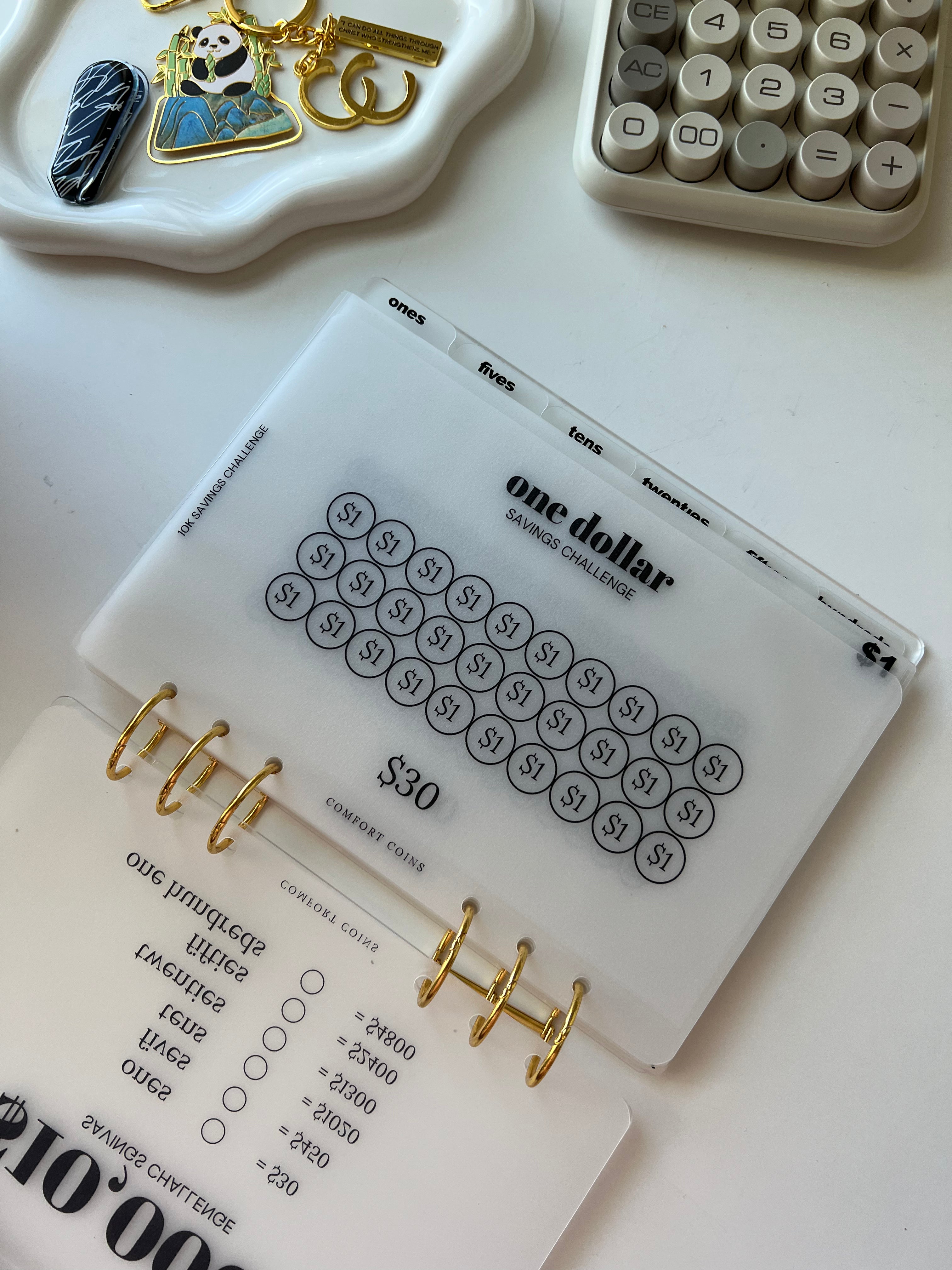 A5 Handmade $10K Acrylic Dollars Challenge Bundle w/ Tabbed Envelopes
