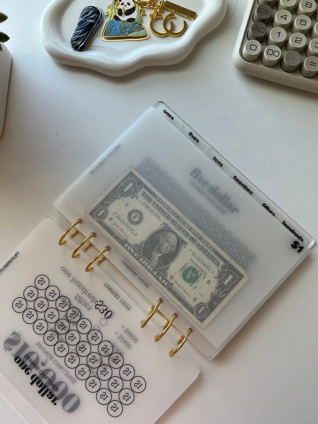 A5 Handmade $10K Acrylic Dollars Challenge Bundle w/ Tabbed Envelopes