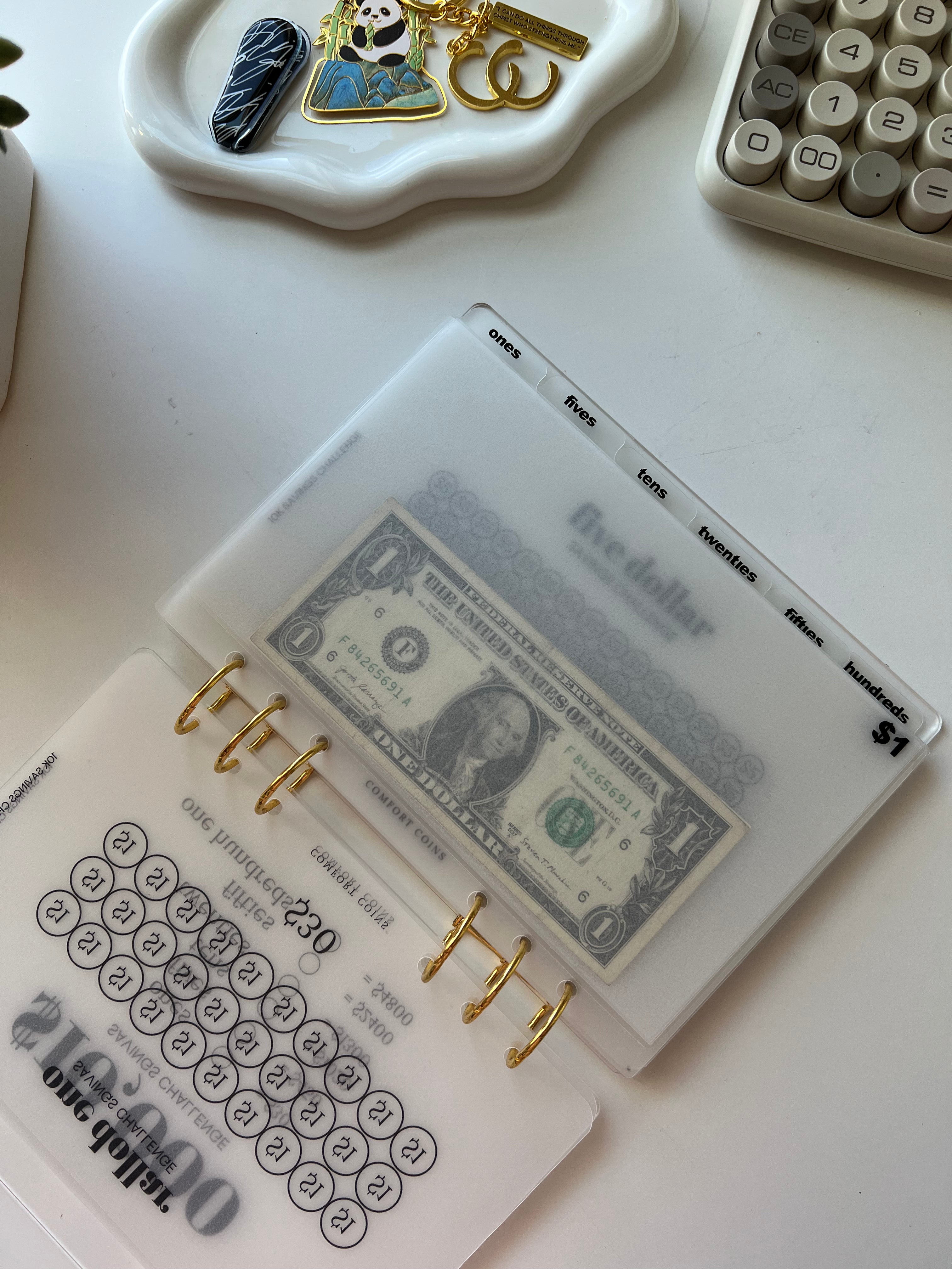 A5 Handmade $10K Acrylic Dollars Challenge Bundle w/ Tabbed Envelopes