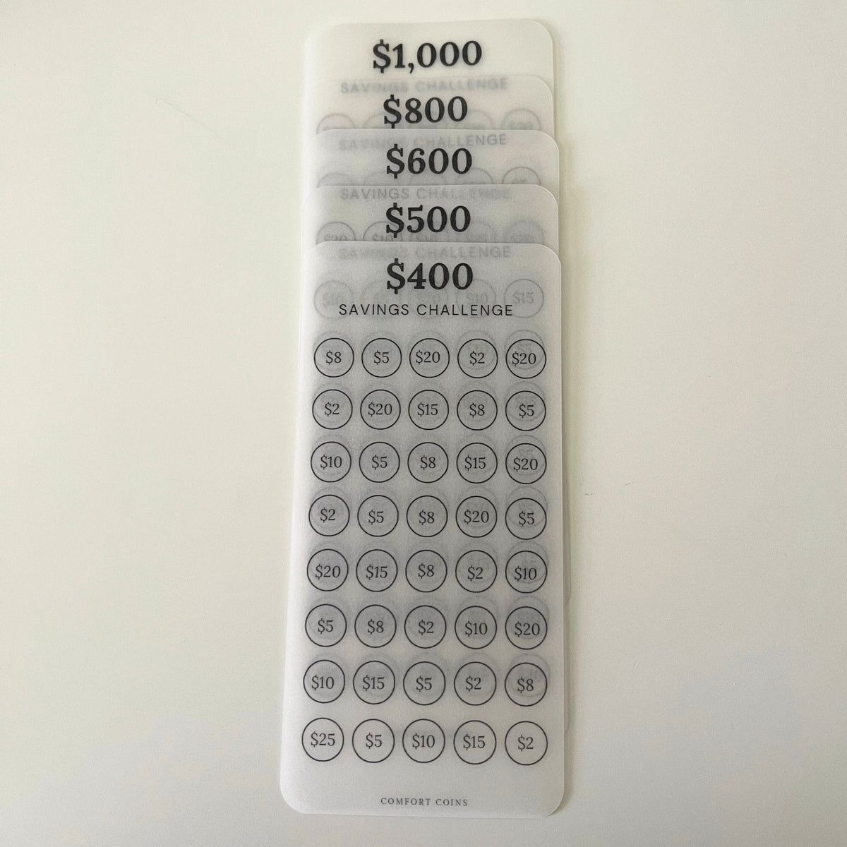 A6 Savings Bundle Inserts (400, 500, 600, 800, 1000)