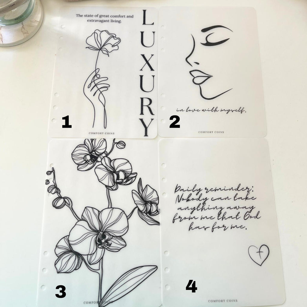 A5 Frosted Dashboards | A5 Planner Dashboards | Line Art Dashboards | Women Beauty Dashboards| Motivational A5 Dashboards