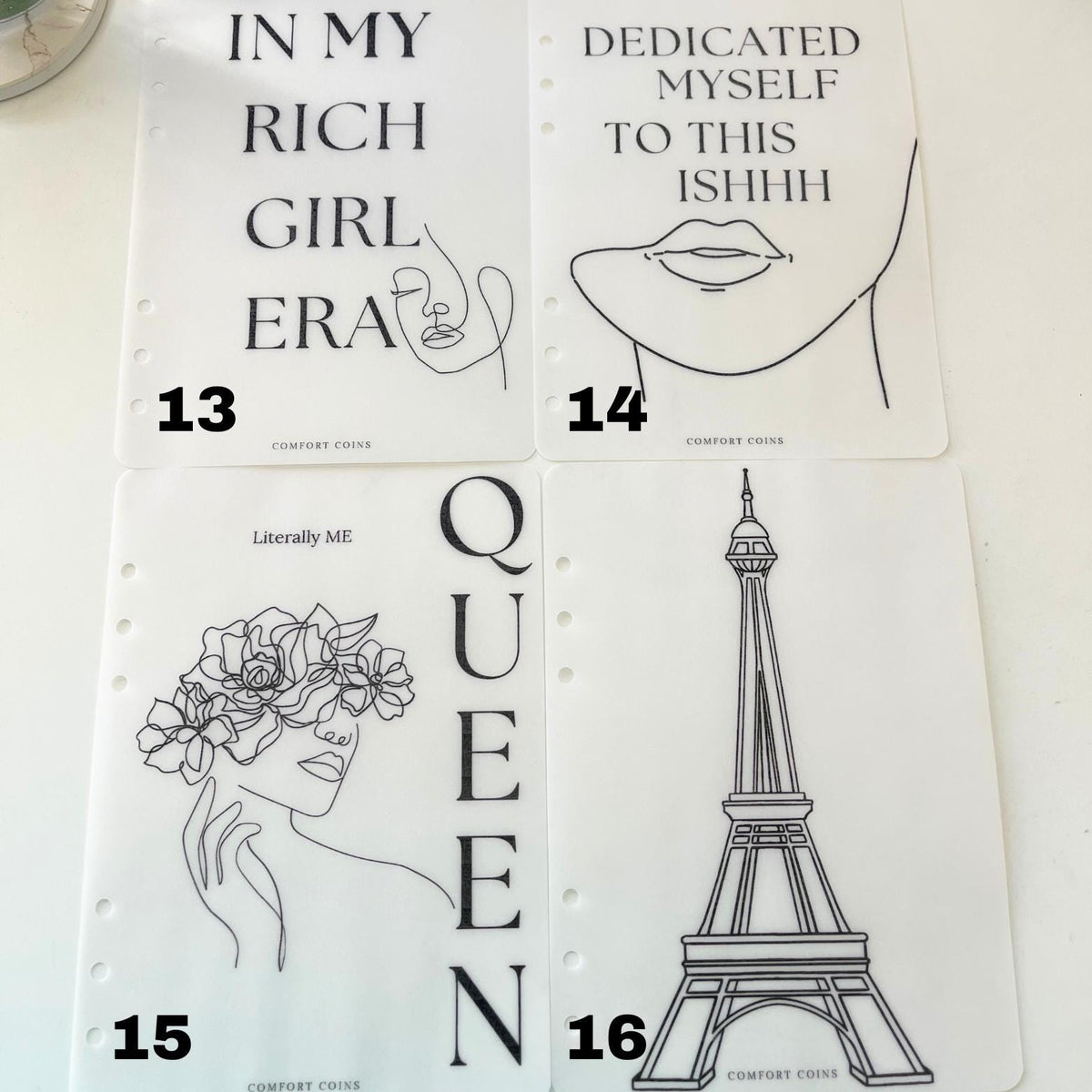 A5 Frosted Dashboards | A5 Planner Dashboards | Line Art Dashboards | Women Beauty Dashboards| Motivational A5 Dashboards