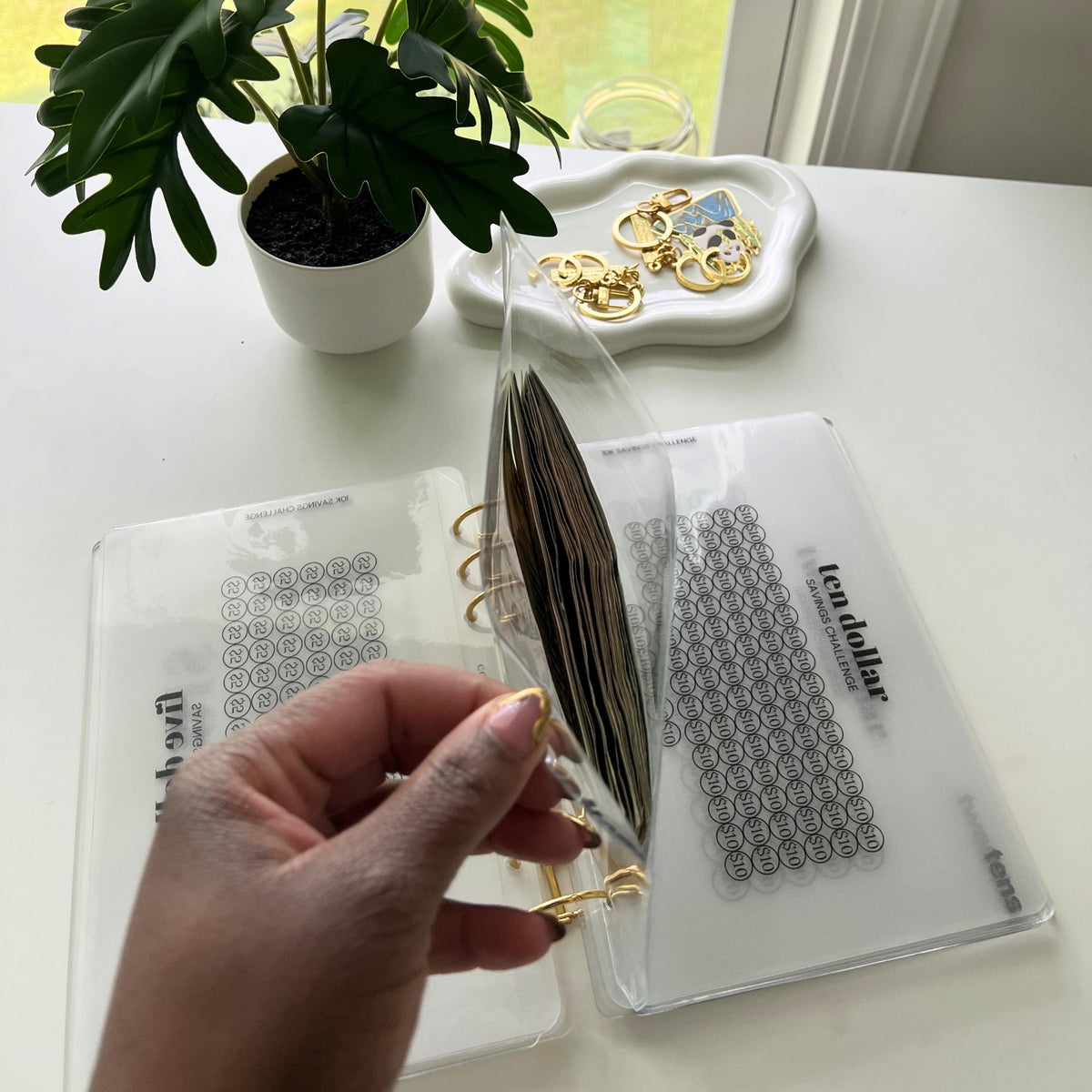 A5 10K Clear Acrylic Binder + PVC Envelopes (NO TABBED ENVELOPES)  + Charmed Dollars Challenge Bundle