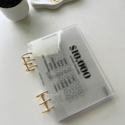 A5 10K Clear Acrylic Binder + PVC Envelopes (NO TABBED ENVELOPES)  + Charmed Dollars Challenge Bundle