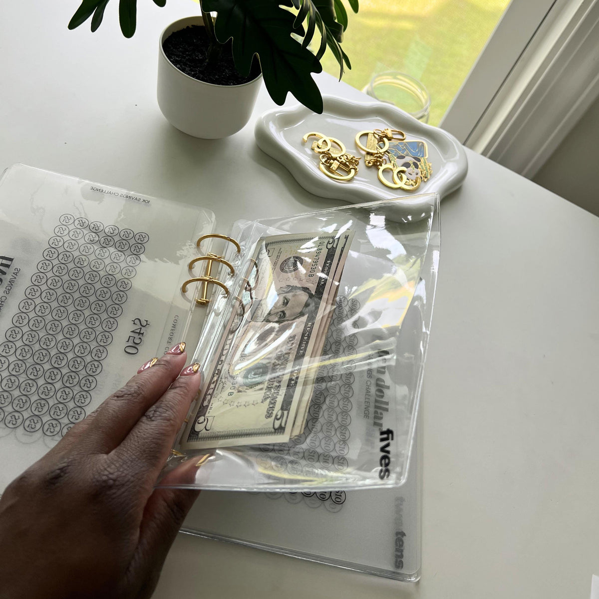 A5 10K Clear Acrylic Binder + PVC Envelopes (NO TABBED ENVELOPES)  + Charmed Dollars Challenge Bundle