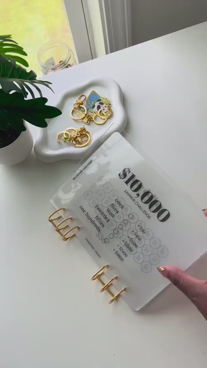 A5 10K Clear Acrylic Binder + PVC Envelopes (NO TABBED ENVELOPES)  + Charmed Dollars Challenge Bundle